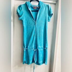 JuicyCouture teal terry cloth romper shorts size S